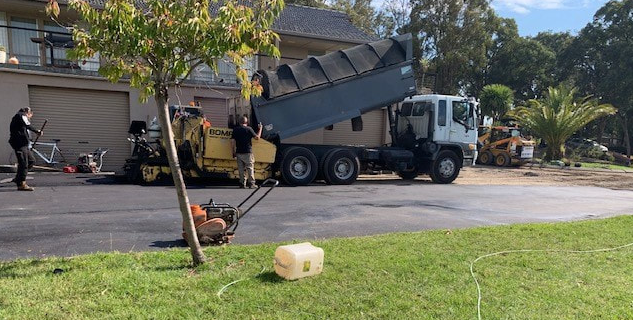 This is a photo of an asphalt driveway which is in the process of being installed by ESK Asphalt & Bitumen Surfacing